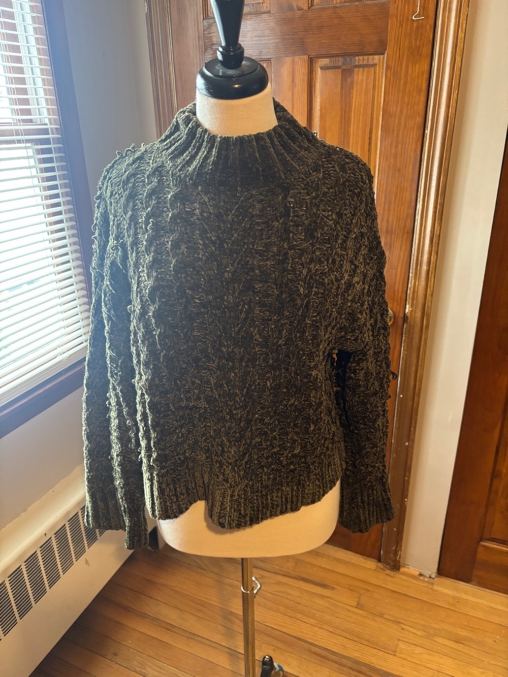 Forever 21 Olive Green Cable Knit Turtleneck Sweater